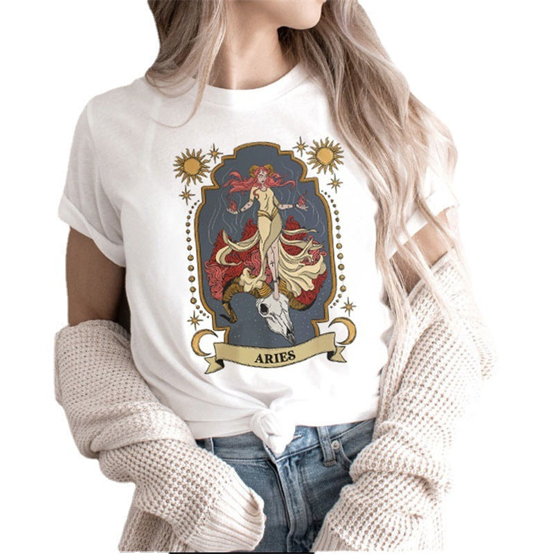 Fashion Moon Retro Gothic Print T-shirt Women
