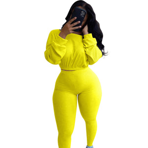 women's clothing - Ladies  Fashion Autumn Ribbed Polyester  Athleisure