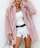 Faux Fur Coat –Long Women's Stylish Faux Fur fashion Streetwear Jacket
