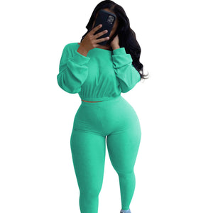 women's clothing - Ladies  Fashion Autumn Ribbed Polyester  Athleisure