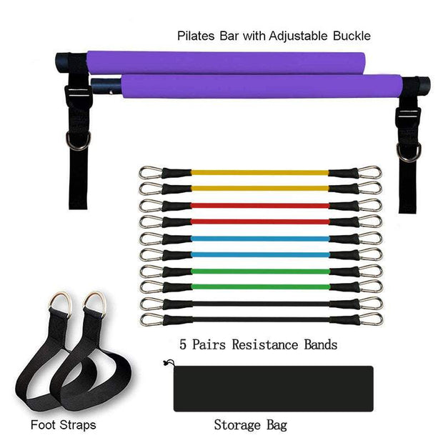 Yoga-Fitness Yoga Pilate Bar Portable Gym with Elastic Resistance Band
