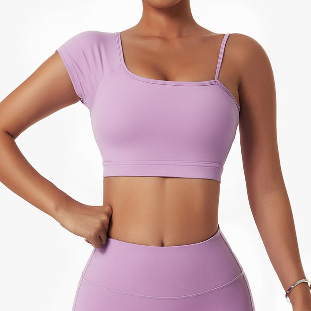 Yoga - Suit Women's Running  Wear Off-shoulder Sports Bra Gym  Tights 