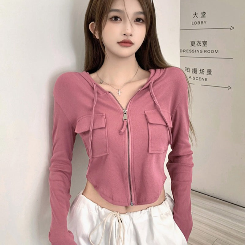 Short Hooded Cardigan Coat Women