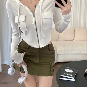 Short Hooded Cardigan Coat Women