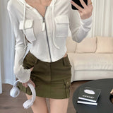 Short Hooded Cardigan Coat Women