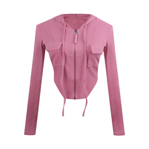 Short Hooded Cardigan Coat Women