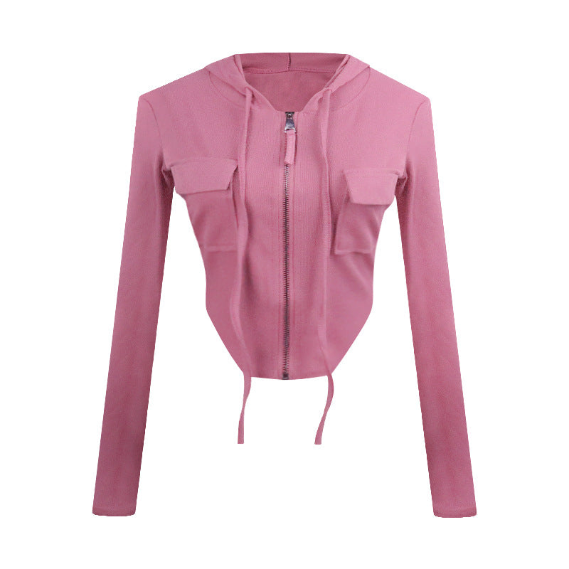 Short Hooded Cardigan Coat Women