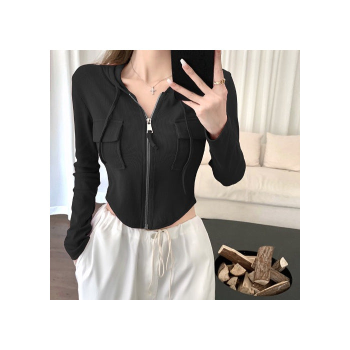 Short Hooded Cardigan Coat Women