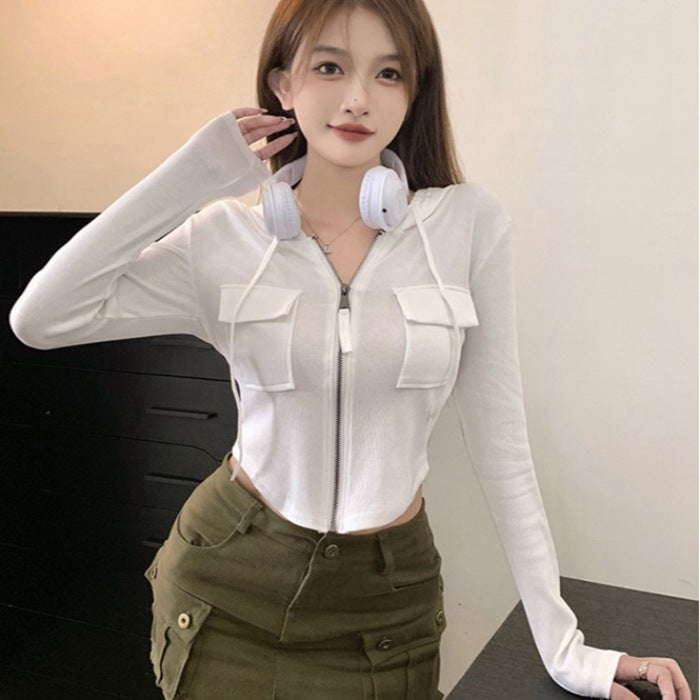 Short Hooded Cardigan Coat Women