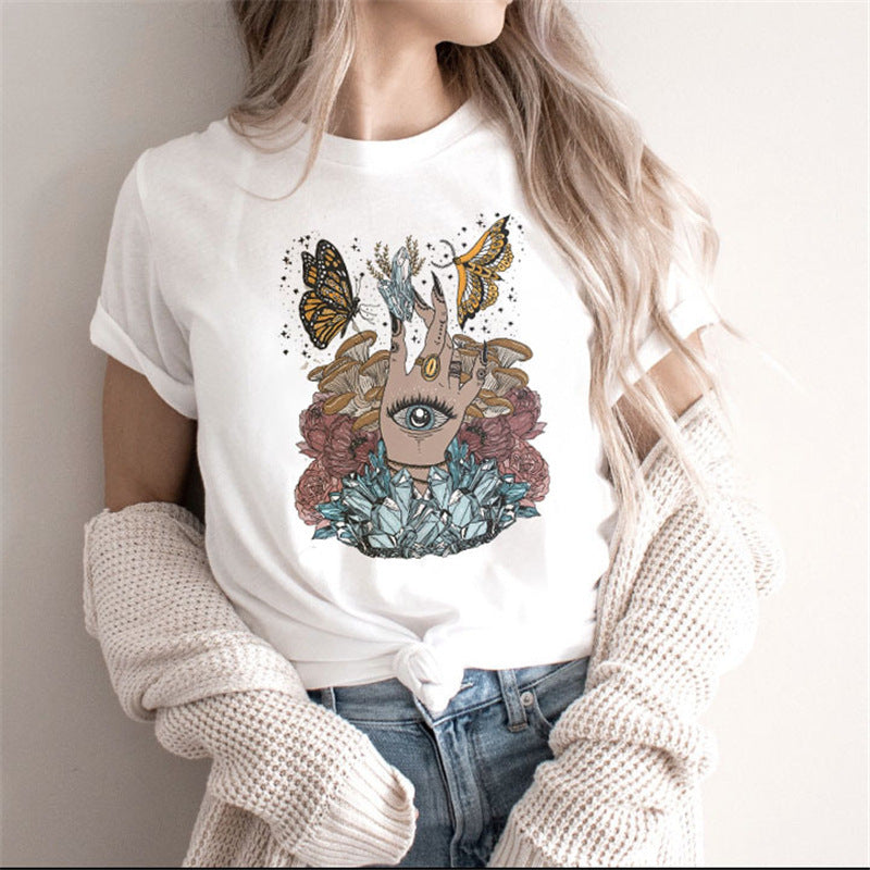 Fashion Moon Retro Gothic Print T-shirt Women