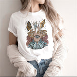 Fashion Moon Retro Gothic Print T-shirt Women