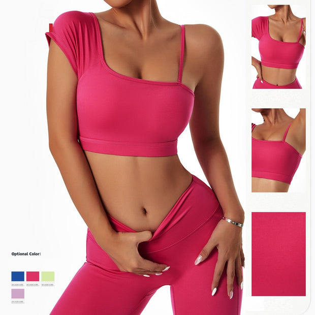 Yoga - Suit Women's Running  Wear Off-shoulder Sports Bra Gym  Tights 