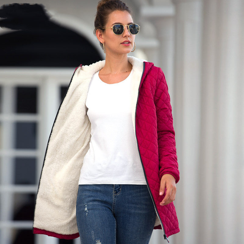 Hooded Long-sleeved Light Cotton Coat Women