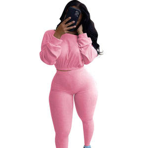 women's clothing - Ladies  Fashion Autumn Ribbed Polyester  Athleisure