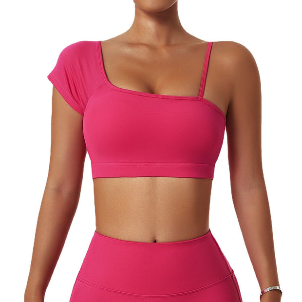 Yoga - Suit Women's Running  Wear Off-shoulder Sports Bra Gym  Tights 