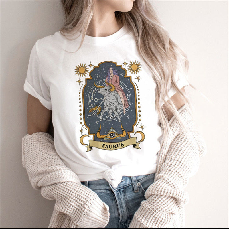 Fashion Moon Retro Gothic Print T-shirt Women